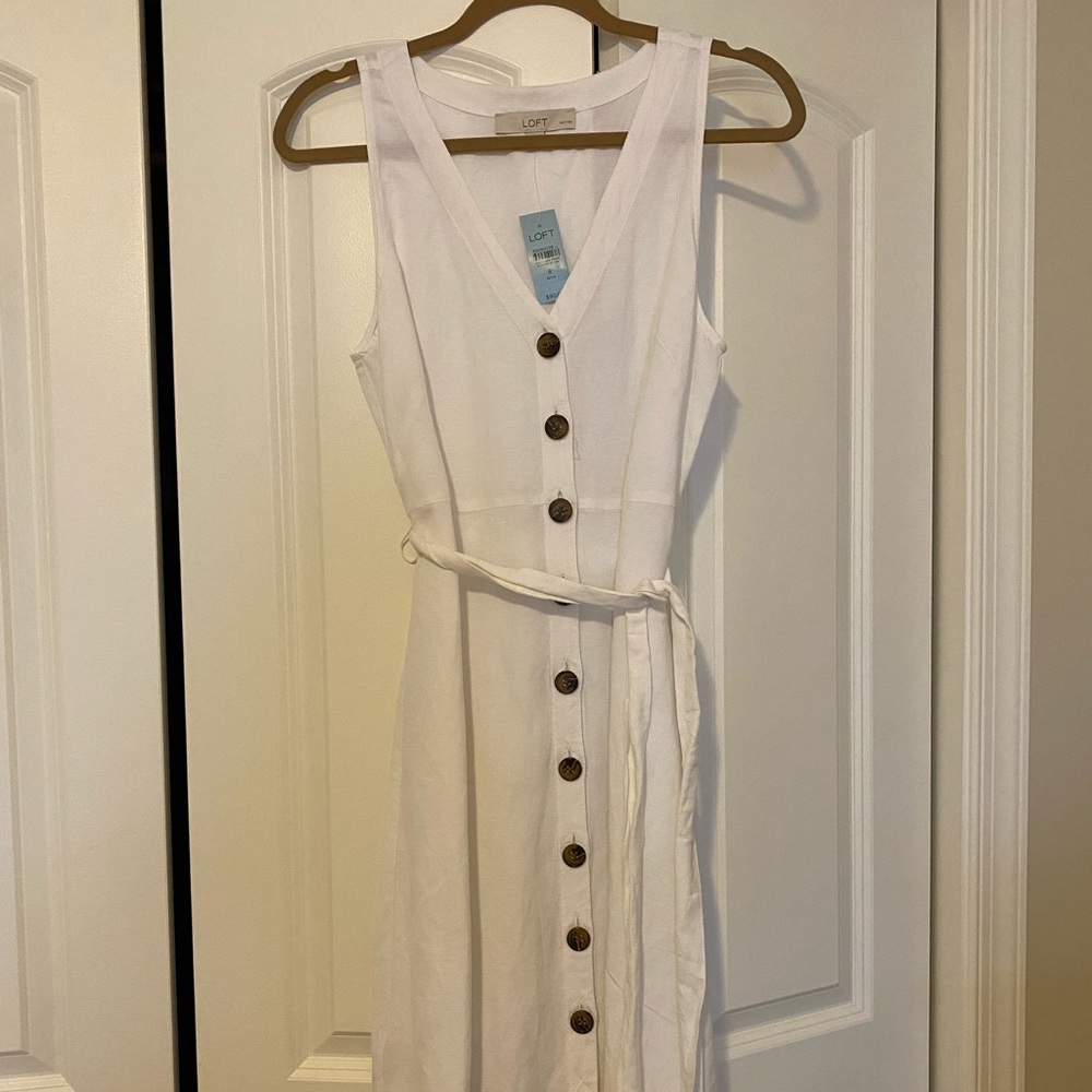 NEW Loft White Linen Dress (6P)